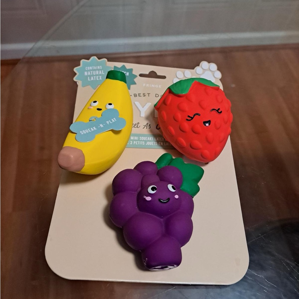 Fringe Set Of 3 Little  Toys With Squeaker.Heagehugs All Day Latex